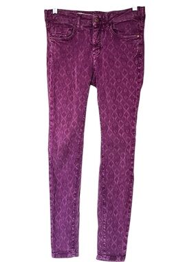 Pilcro and the Letterpress purple diamond textured Script jeans size 25